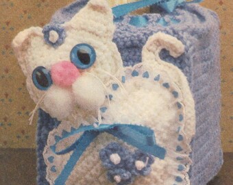 Vintage Crochet Pattern Kitty Tissue Cover Pattern