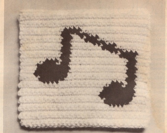 Vintage Crochet Music Hot Pad Pattern (PDF Download)