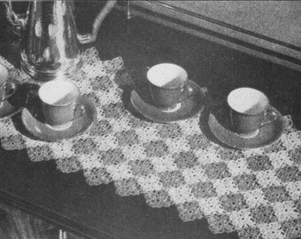 Vintage Crochet Spanish Tile Table Runner Pattern (PDF Download)