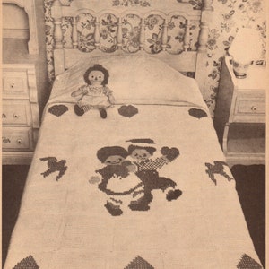Patrón de crochet vintage Patrón de manta Raggedy Ann y Andy
