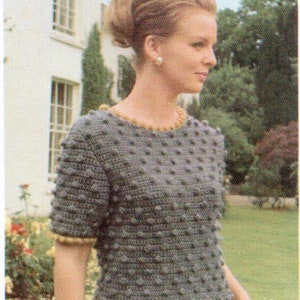 Vintage Crochet Bobble Stitch Damen-Pullover-Muster