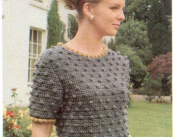 Vintage Crochet Bobble Stitch Women's Sweater Pattern