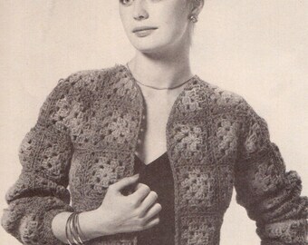 Vintage Crochet Granny Square Heather Sweater Pattern
