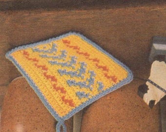Vintage Crochet Pattern Fiesta Hot pad/ Potholder Pattern (PDF Download)
