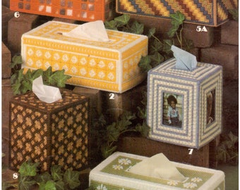 Vintage Plastic Canvas Tissue Box Cover Pattern Book