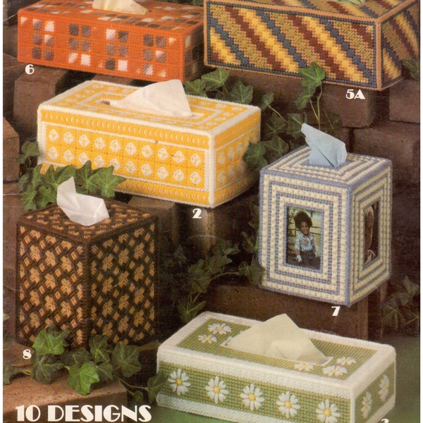 Vintage Plastic Canvas Tissue Box Cover Pattern Book