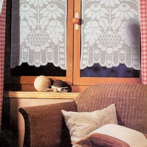Vintage Crochet Exotic Gardens Curtains Pattern