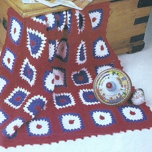 Vintage Crochet Patriotic Granny Square Afghan Pattern