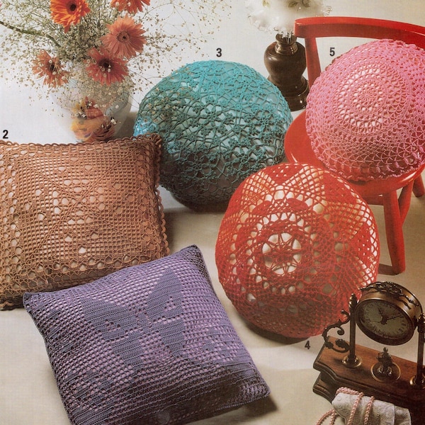 Vintage Crochet Pillow Patterns 5 Patterns