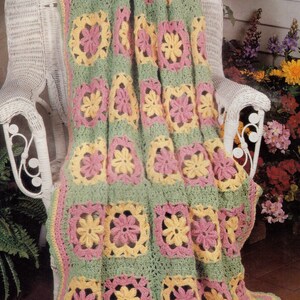 Patrón afgano pastel vintage crochet tweedy