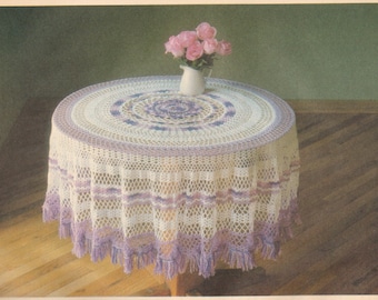Crochet Pattern Circular Round Lace Holiday Tablecloth Measures 60 in ...