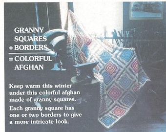 Vintage Crochet Colorful Granny Square Afghan Pattern (PDF Download)