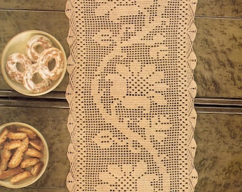 Vintage Crochet Floral Vine Table Runner Pattern (PDF Download)