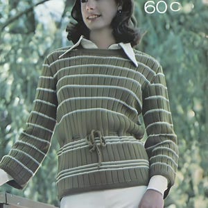 Vintage Knitted Drawstring Pullover Pattern