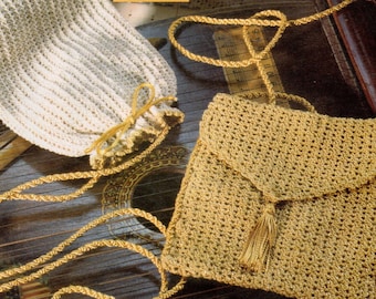 Vintage Crochet Elegant Evening Bag and Gilded Clutch Patterns