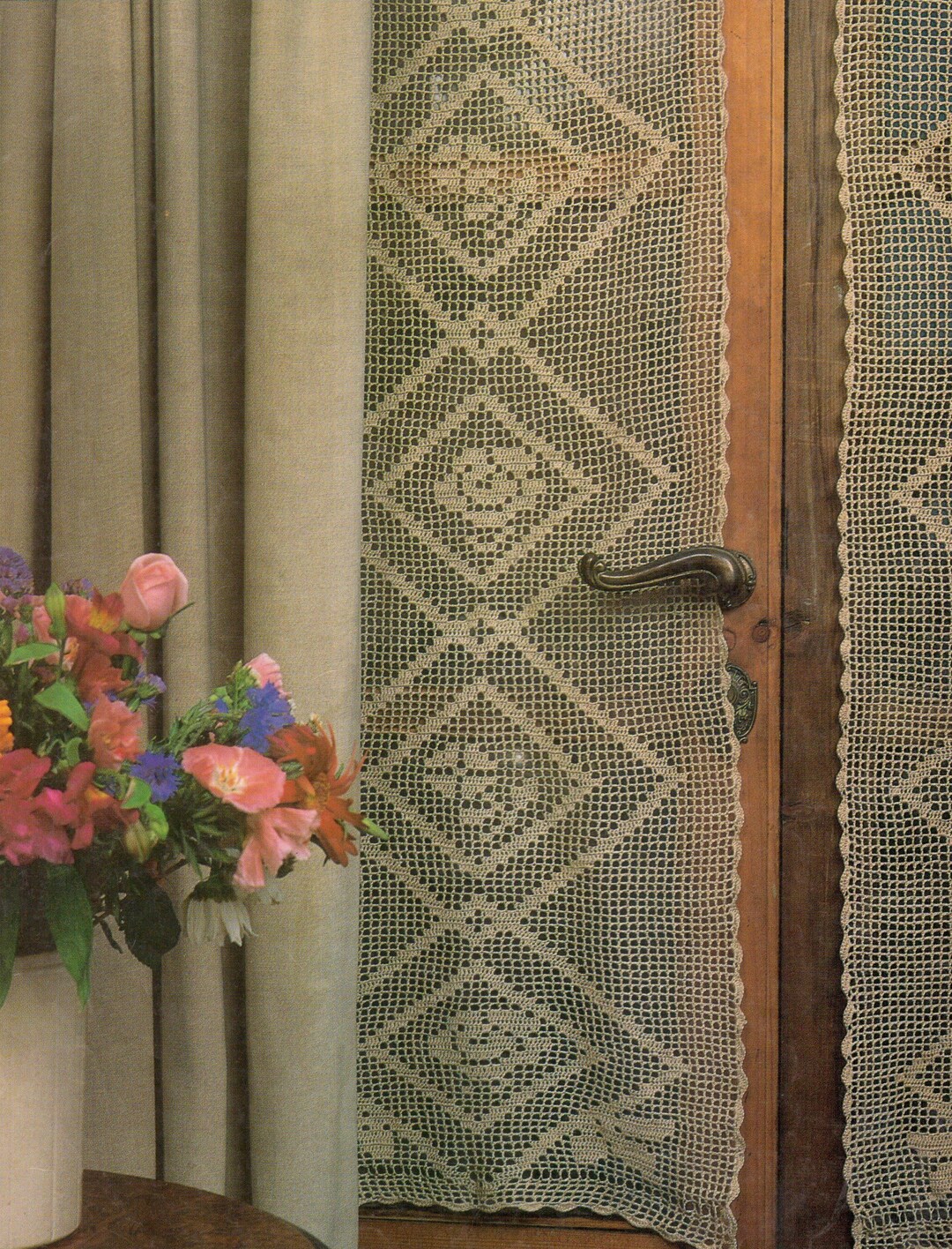 Vintage Crochet Floral Trellis Curtain Pattern - Etsy 日本