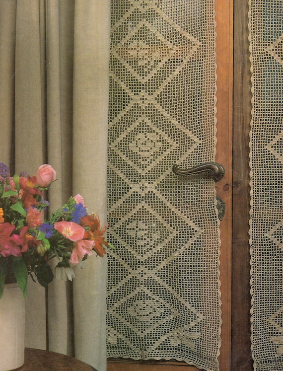 Vintage Crochet Floral Trellis Curtain Pattern - Etsy 日本