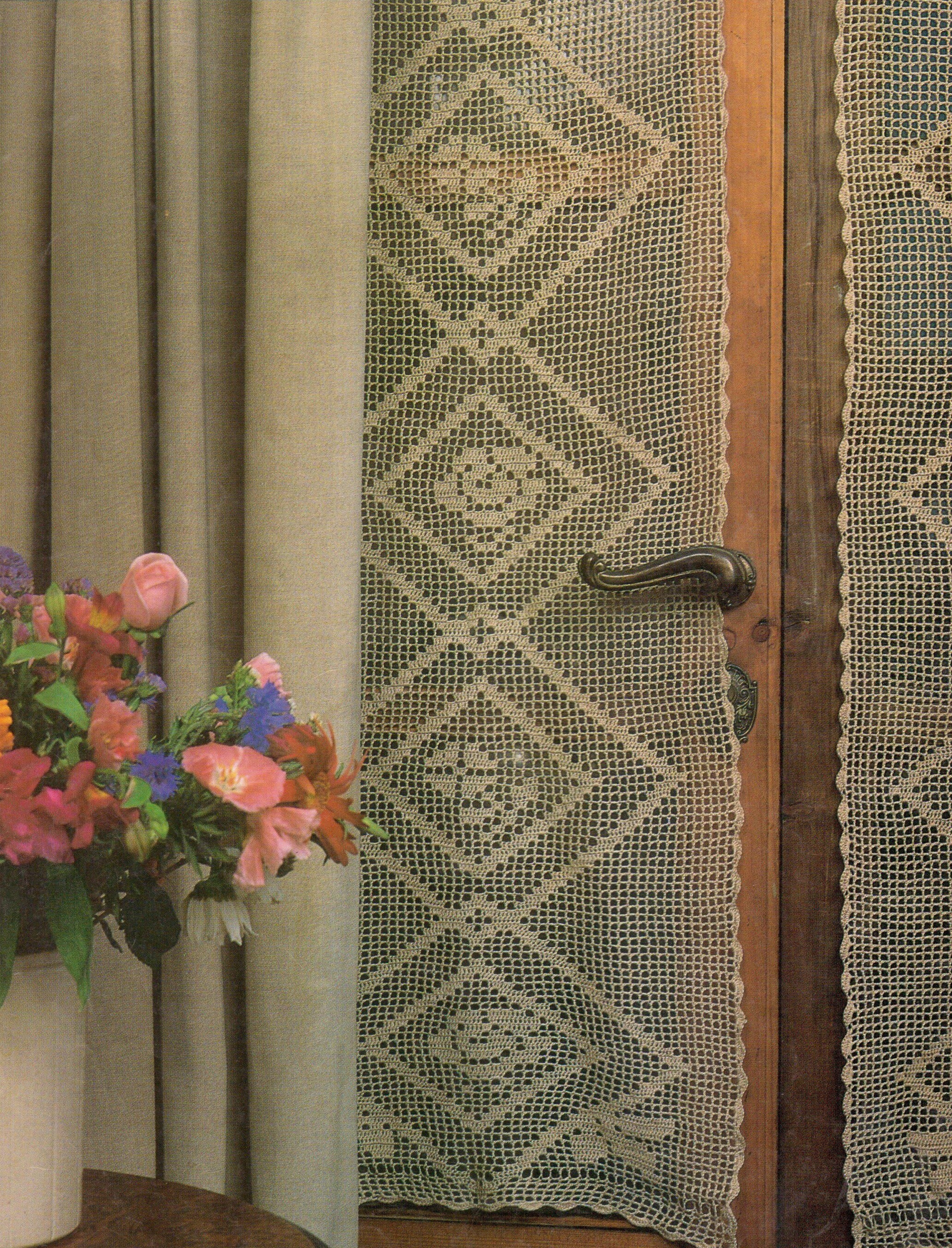 Vintage Crochet Floral Trellis Curtain Pattern - Etsy 日本