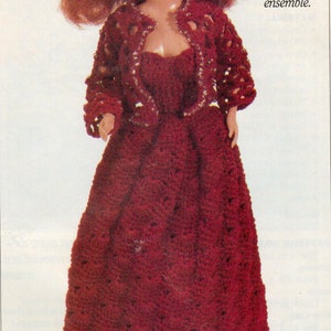 Vintage Crochet Fashion Doll Evening Dress Pattern