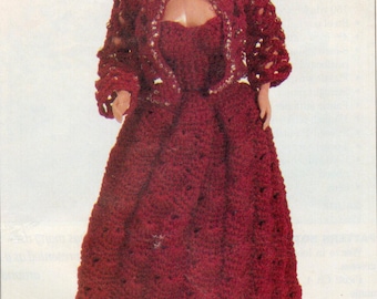 Vintage Crochet Fashion Doll Evening Dress Pattern (PDF Download)