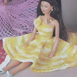 Vintage Crochet Sunflower Doll Dress Pattern (PDF Download)