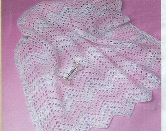 Vintage Crochet Pattern Baby Chevron Afghan Pattern (PDF Download)
