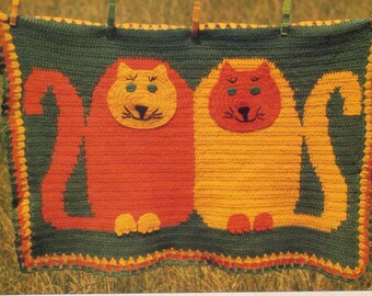 Vintage Crochet Kitty Afghan Pattern