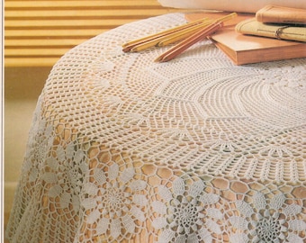 Vintage Crochet Big Blossom Tablecloth Pattern (PDF Download)