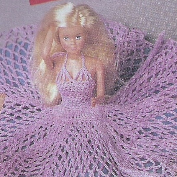 Vintage crochet lavender barbie doll dress pattern