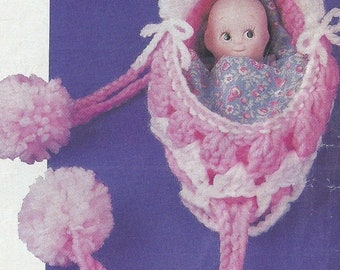Vintage Crochet Doll Cradle and Purse Pattern (PDF Download)