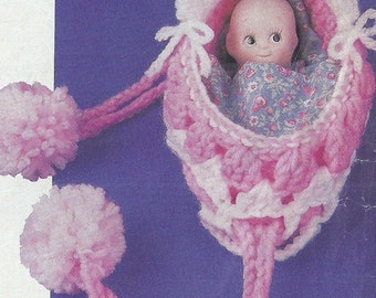 Vintage Crochet Doll Cradle and Purse Pattern