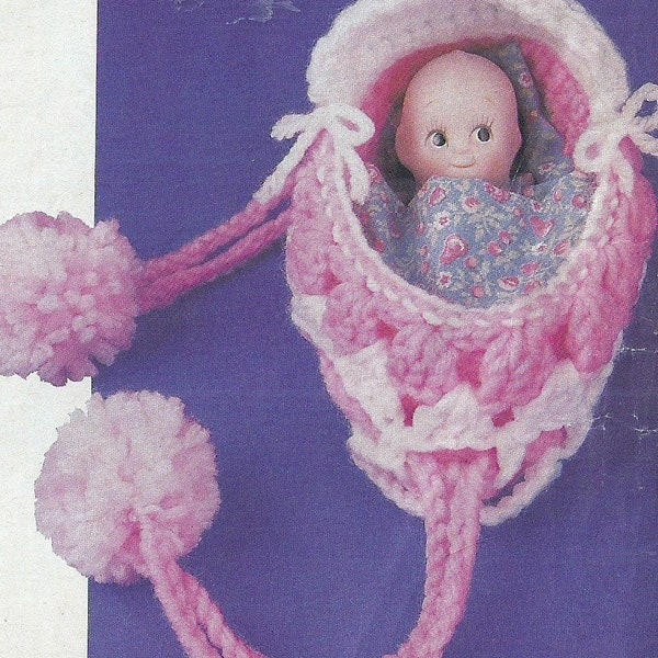 Vintage Crochet Doll Cradle and Purse Pattern