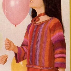Vintage Knitted Girls Rainbow Pullover Pattern