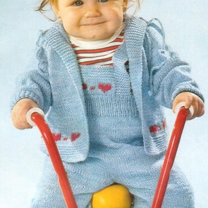 Vintage Knitted Dungarees and Cardigan Pattern