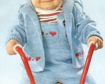 Vintage Knitted Dungarees and Cardigan Pattern