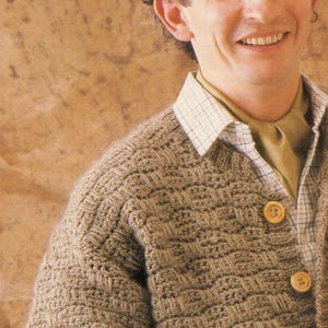 Vintage Crochet Men&#39;s Cardigan Pattern 2
