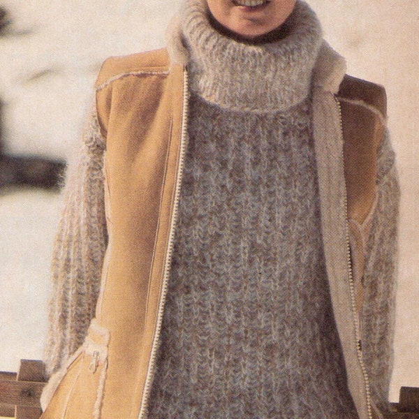 Vintage Knit Big Ribbed Turtleneck Pattern