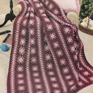 Vintage Crochet Vertical Stripes and Squares Afghan Pattern
