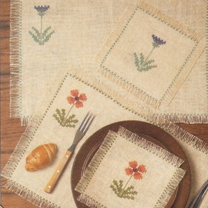 Vintage Cross Stitch Floral Table Set Pattern