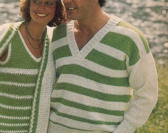 Vintage Crochet Men's V-neck Sweater Pattern