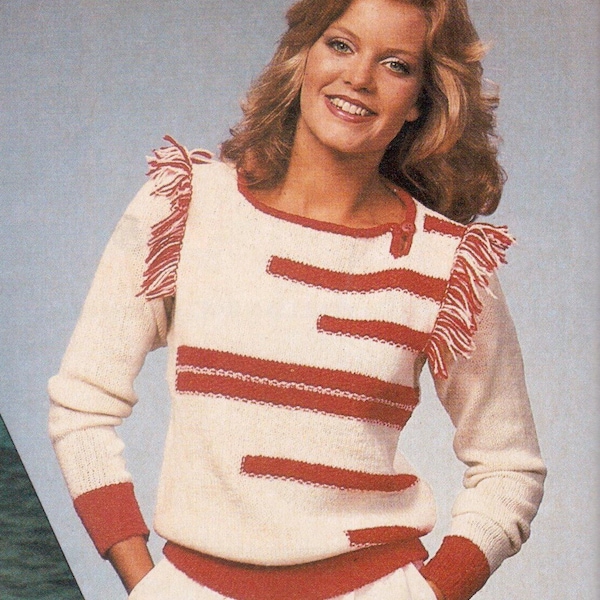 Vintage Knit Red and White Woman's Sweater Pattern