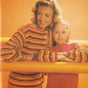 Vintage Crochet Mother and Daughter Sweater Set Pattern