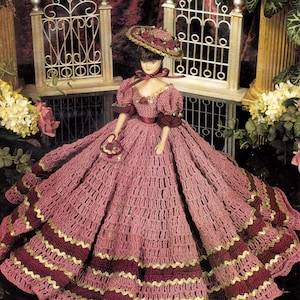 Vintage Crochet Fashion Doll Rick Rack Dress Pattern