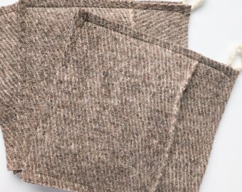 wool felt pot holder | trivet | hot pad | gray pinstripe | natural color | handwoven | 100% wool | fair trade | zero-waste