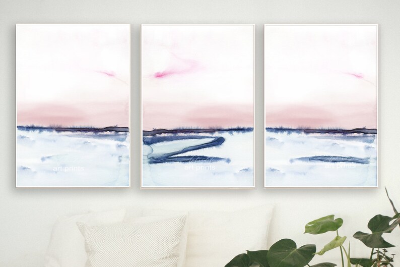Set of 3 Abstract Art Prints Bedroom Wall Art Printable Etsy