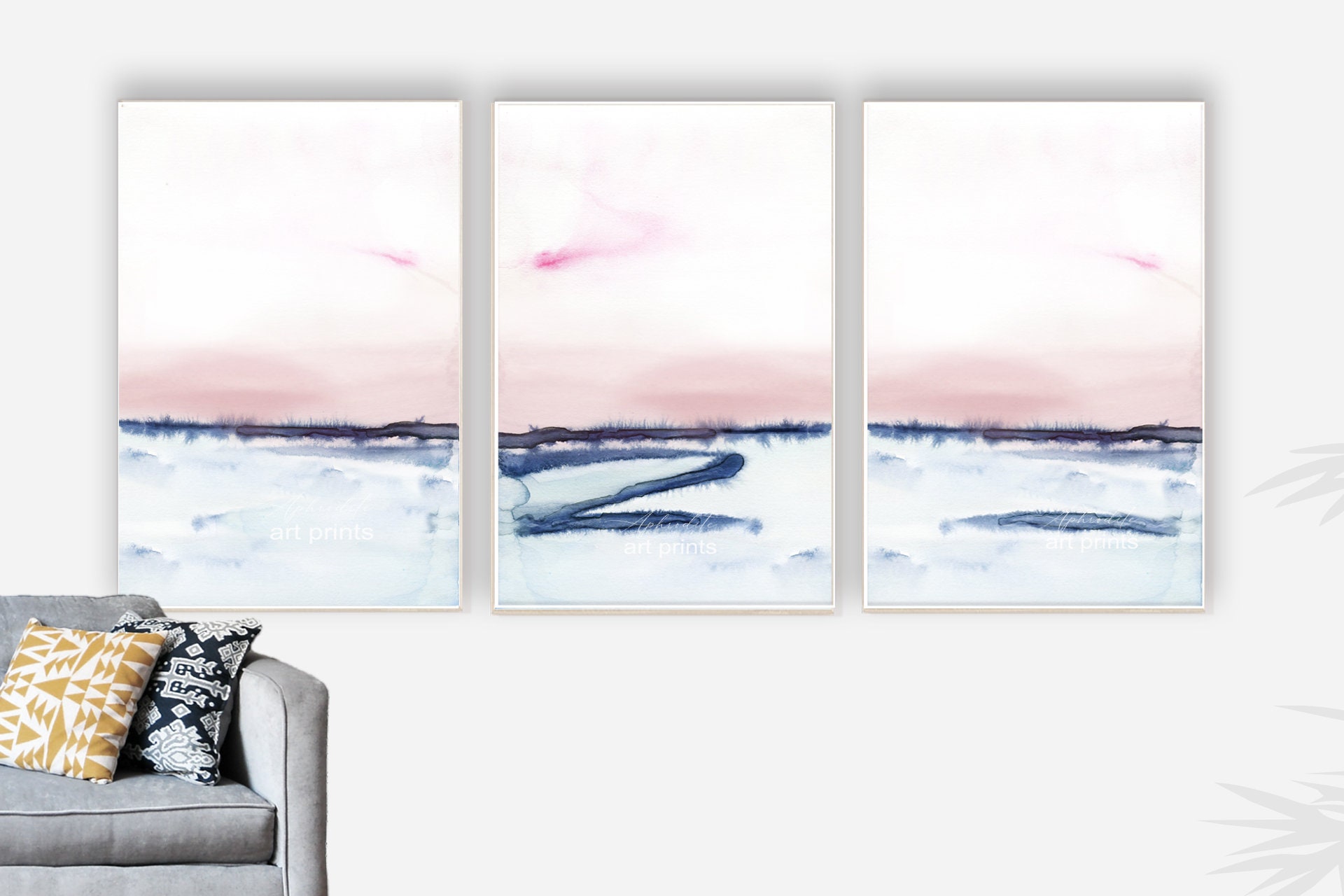 Set of 3 Abstract Art Prints Bedroom Wall Art Printable - Etsy