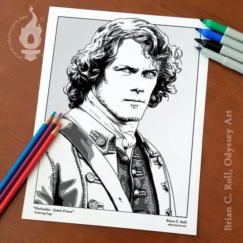 Download Outlander Jamie Fraser Downloadable & Printable Coloring | Etsy
