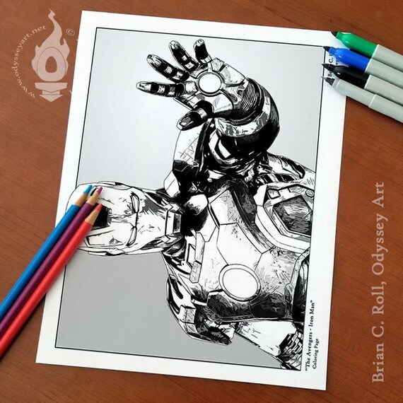 avengers iron man downloadable printable coloring page etsy canada