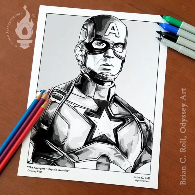 Avengers Captain America Downloadable & Printable Coloring | Etsy