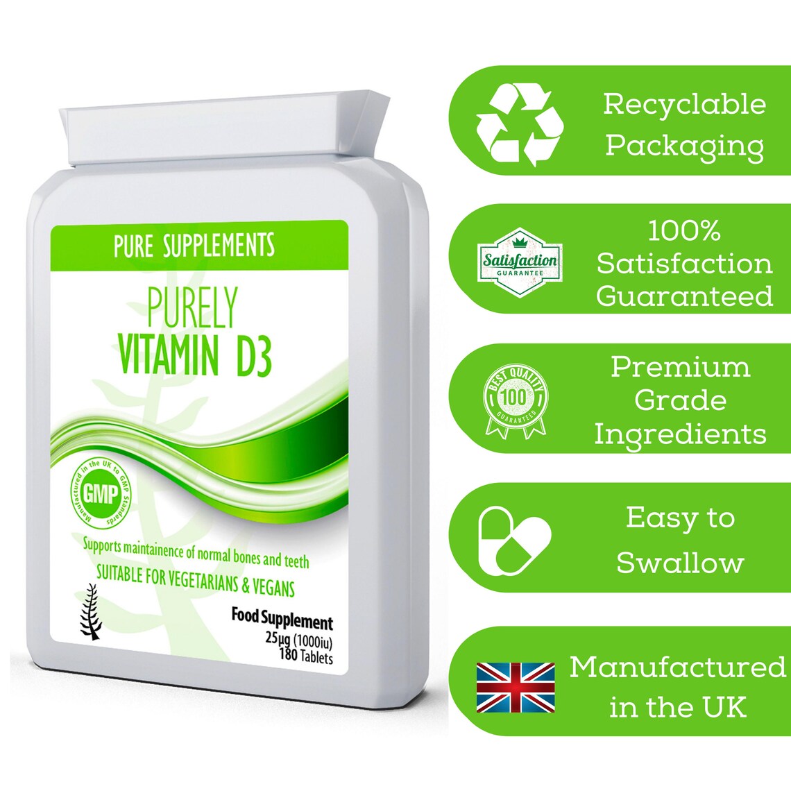 Vitamin D Tablets 25mcg 1000iu 180 Vegan Tablets UK Made Etsy